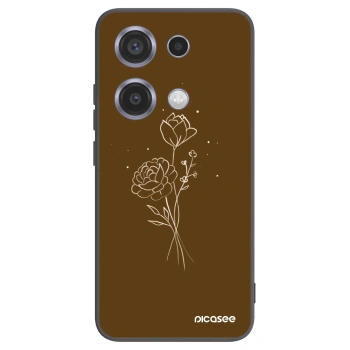 Picasee silikonowe czarne etui na Xiaomi Redmi Note 14S - Brown flowers