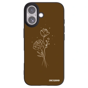 Picasee silikonowe czarne etui na Apple iPhone 17 - Brown flowers