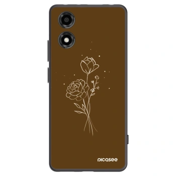 Picasee silikonowe czarne etui na Motorola Moto E14 - Brown flowers