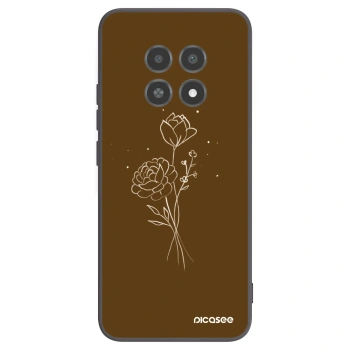 Picasee silikonowe czarne etui na Realme 12X - Brown flowers