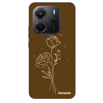 Etui na Xiaomi Redmi Note 14 5G - Brown flowers