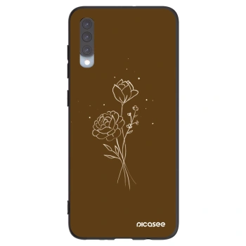 Picasee silikonowe czarne etui na Samsung Galaxy A70 A705F - Brown flowers