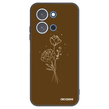 Picasee silikonowe czarne etui na Xiaomi Redmi 15C 4G - Brown flowers