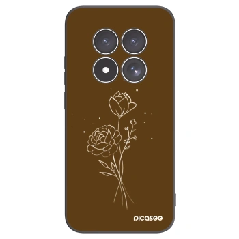 Picasee silikonowe czarne etui na Xiaomi Redmi Note 15 Pro 4G - Brown flowers