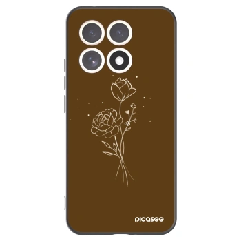 Picasee silikonowe czarne etui na Xiaomi 15T - Brown flowers