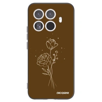 Picasee silikonowe czarne etui na Xiaomi 15T Pro - Brown flowers