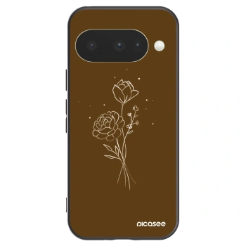 Picasee silikonowe czarne etui na Google Pixel 10 - Brown flowers