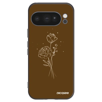 Picasee silikonowe czarne etui na Google Pixel 10 Pro - Brown flowers