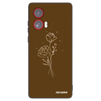 Picasee silikonowe czarne etui na Motorola Edge 50 Fusion - Brown flowers