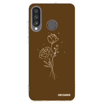Picasee silikonowe przeźroczyste etui na Huawei P30 Lite - Brown flowers