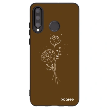 Picasee silikonowe czarne etui na Huawei P30 Lite - Brown flowers