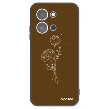 Picasee silikonowe czarne etui na Xiaomi Redmi 15C 5G - Brown flowers
