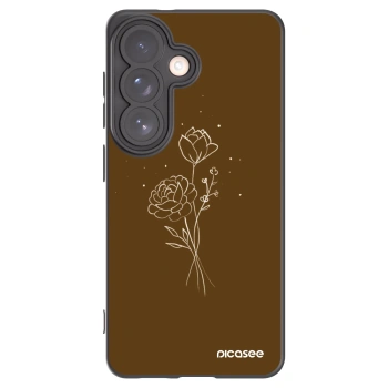 Picasee silikonowe czarne etui na Samsung Galaxy S26 - Brown flowers