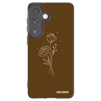 Picasee silikonowe czarne etui na Samsung Galaxy S26+ - Brown flowers