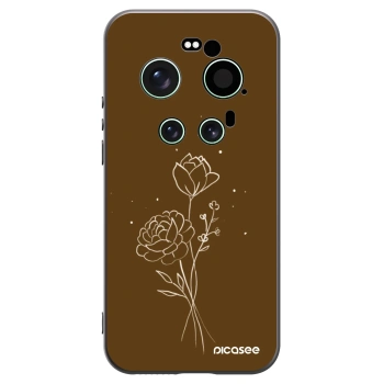 Picasee silikonowe czarne etui na Xiaomi 17 Ultra - Brown flowers