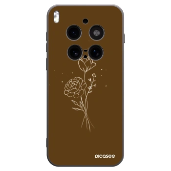 Picasee silikonowe czarne etui na Vivo X300 Pro - Brown flowers