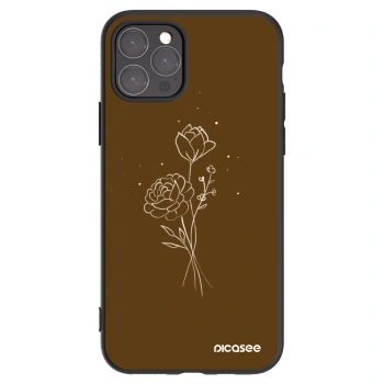 Picasee silikonowe czarne etui na Apple iPhone 11 Pro - Brown flowers