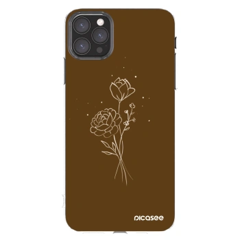 Picasee silikonowe przeźroczyste etui na Apple iPhone 11 Pro Max - Brown flowers