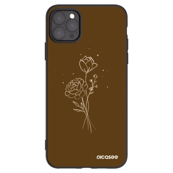 Picasee silikonowe czarne etui na Apple iPhone 11 Pro Max - Brown flowers