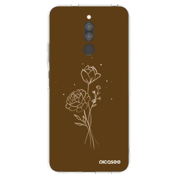 Picasee silikonowe przeźroczyste etui na Xiaomi Redmi 8 - Brown flowers