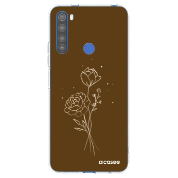 Picasee silikonowe przeźroczyste etui na Xiaomi Redmi Note 8T - Brown flowers