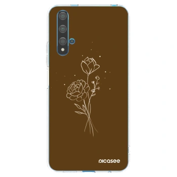 Picasee silikonowe przeźroczyste etui na Huawei Nova 5T - Brown flowers