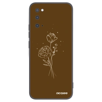 Picasee silikonowe czarne etui na Samsung Galaxy S20 G980F - Brown flowers