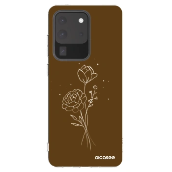 Picasee silikonowe przeźroczyste etui na Samsung Galaxy S20 Ultra 5G G988F - Brown flowers