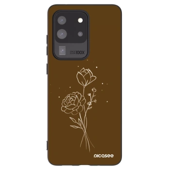 Picasee silikonowe czarne etui na Samsung Galaxy S20 Ultra 5G G988F - Brown flowers