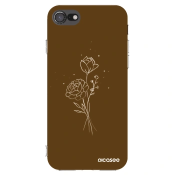 Picasee silikonowe przeźroczyste etui na Apple iPhone SE 2020 - Brown flowers