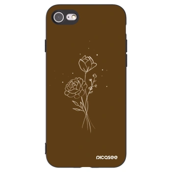 Picasee silikonowe czarne etui na Apple iPhone SE 2020 - Brown flowers