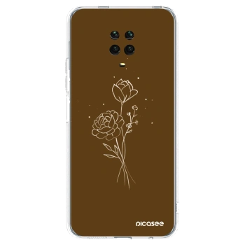 Picasee silikonowe przeźroczyste etui na Xiaomi Redmi Note 9 Pro - Brown flowers