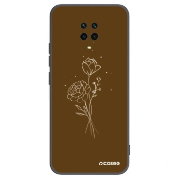 Picasee silikonowe czarne etui na Xiaomi Redmi Note 9 Pro - Brown flowers