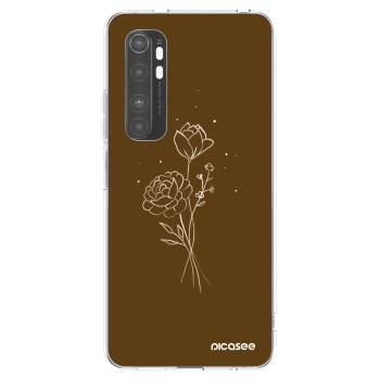 Picasee silikonowe przeźroczyste etui na Xiaomi Mi Note 10 Lite - Brown flowers