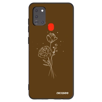 Picasee silikonowe czarne etui na Samsung Galaxy A21s - Brown flowers