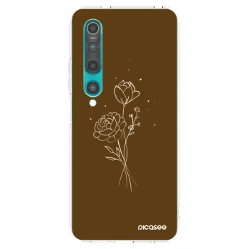 Picasee silikonowe przeźroczyste etui na Xiaomi Mi 10 - Brown flowers