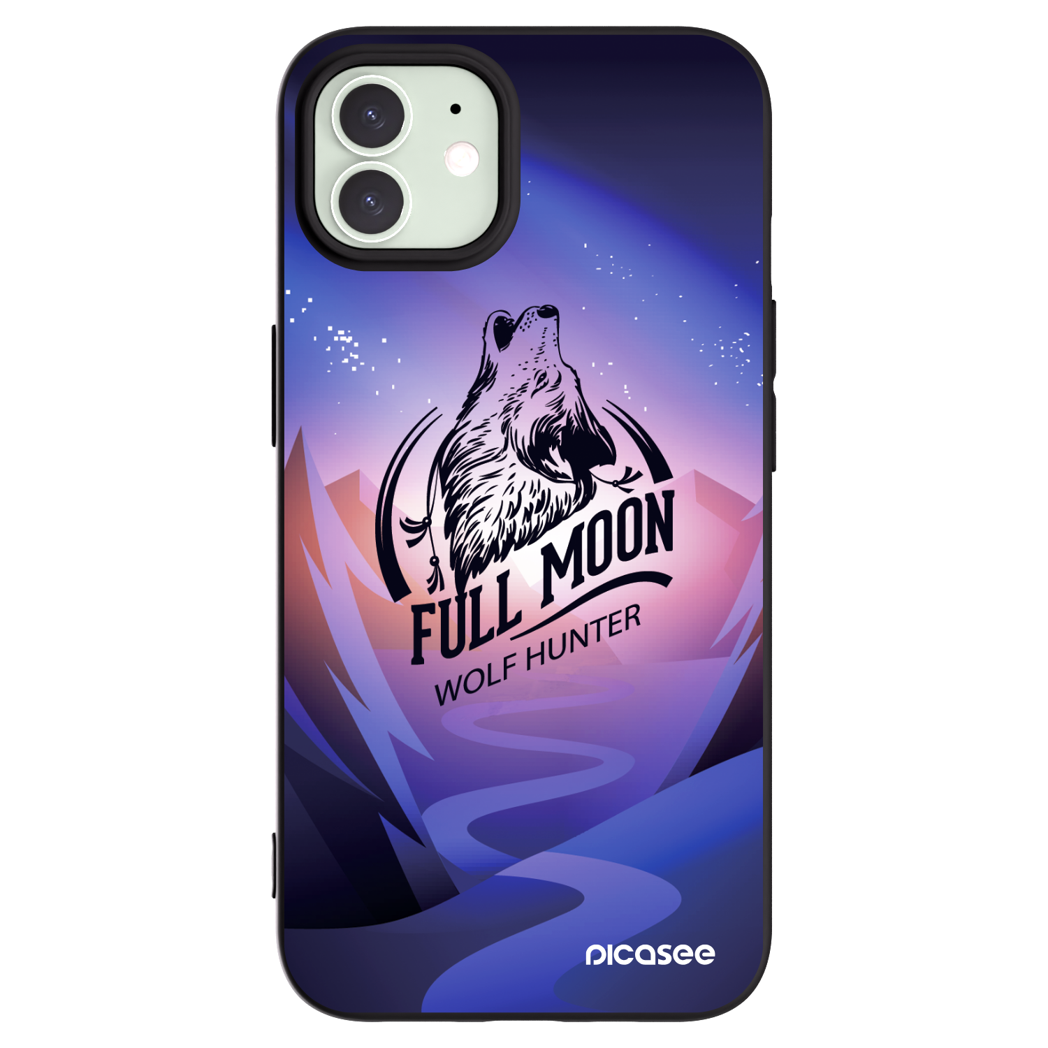 Picasee silikonowe czarne etui na Apple iPhone 12 - Wolf