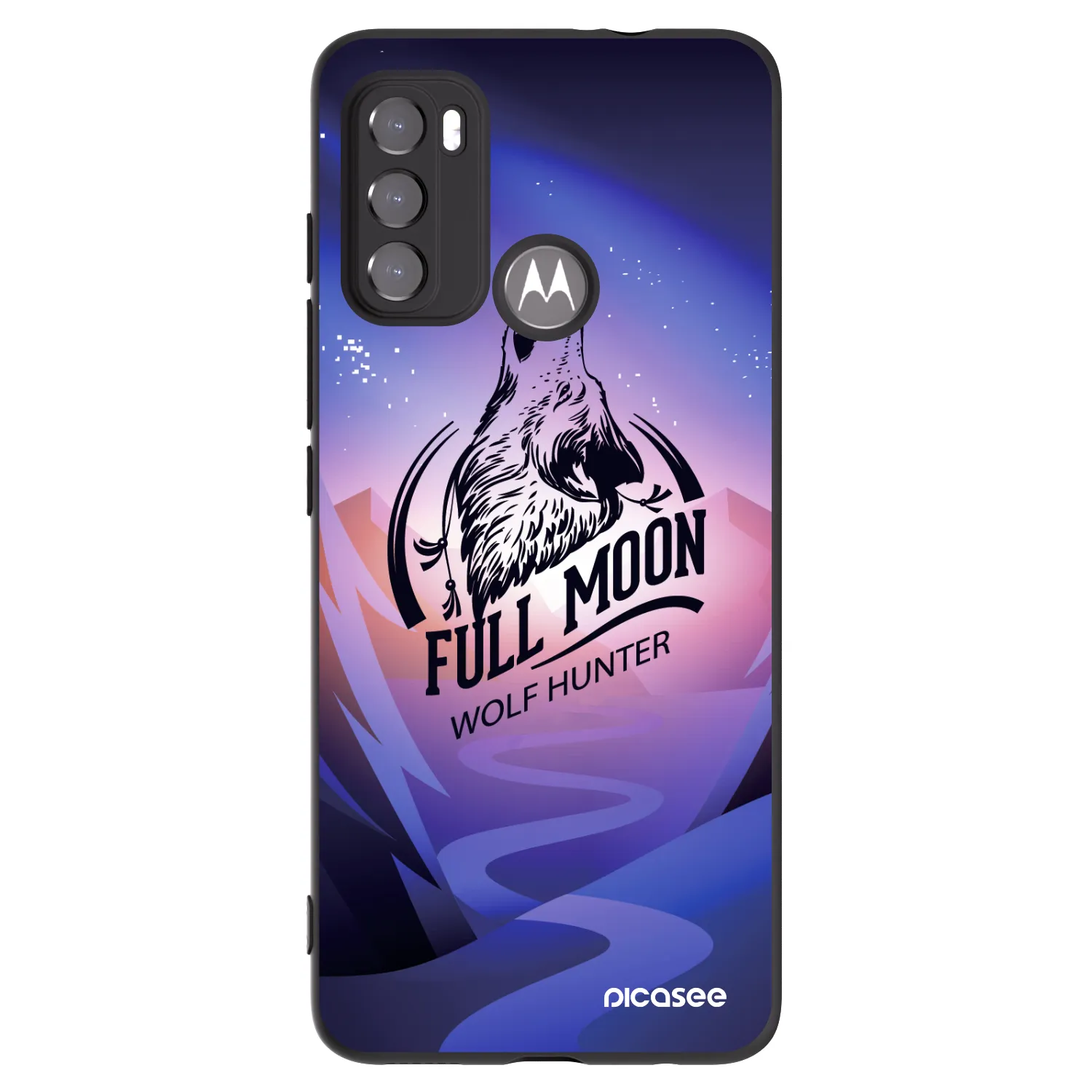 Picasee silikonowe czarne etui na Motorola Moto G60 - Wolf
