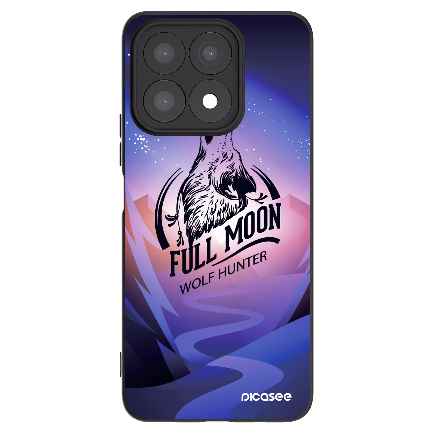 Picasee silikonowe czarne etui na Honor X8a - Wolf