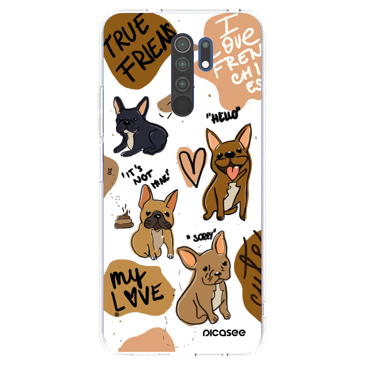 Picasee silikonowe przeźroczyste etui na Xiaomi Redmi 9 - Frenchies