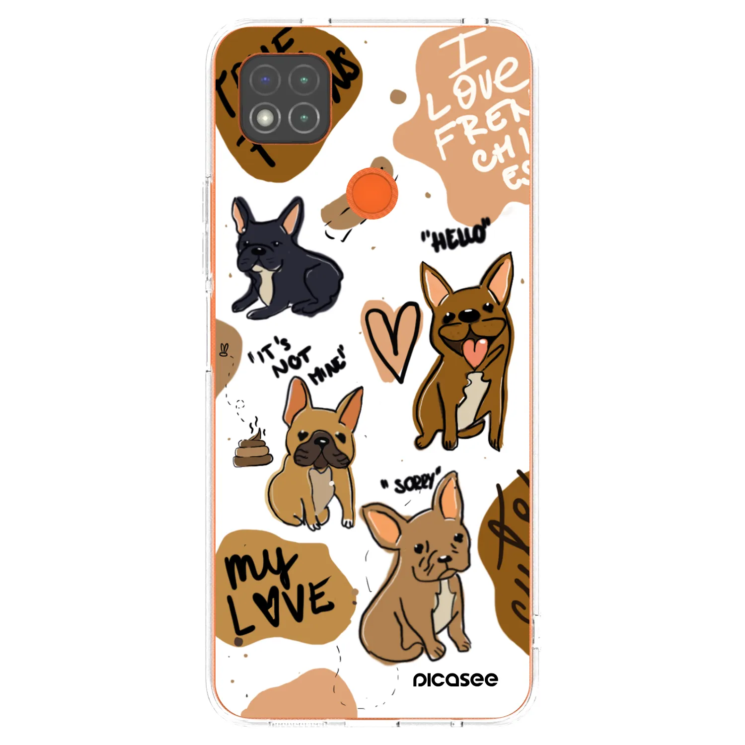 Picasee silikonowe przeźroczyste etui na Xiaomi Redmi 9C - Frenchies