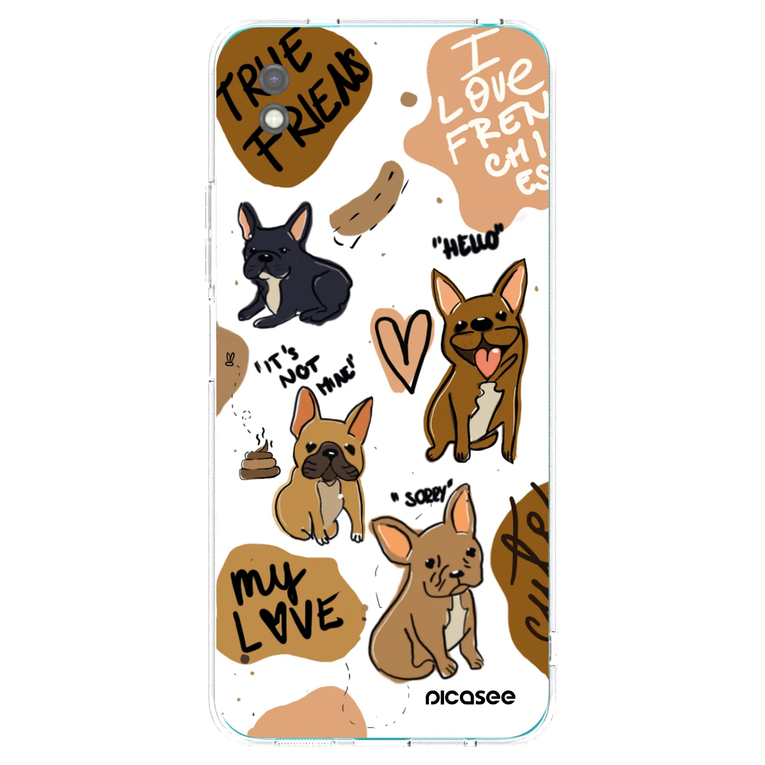 Picasee silikonowe czarne etui na Xiaomi Redmi 9A - Frenchies