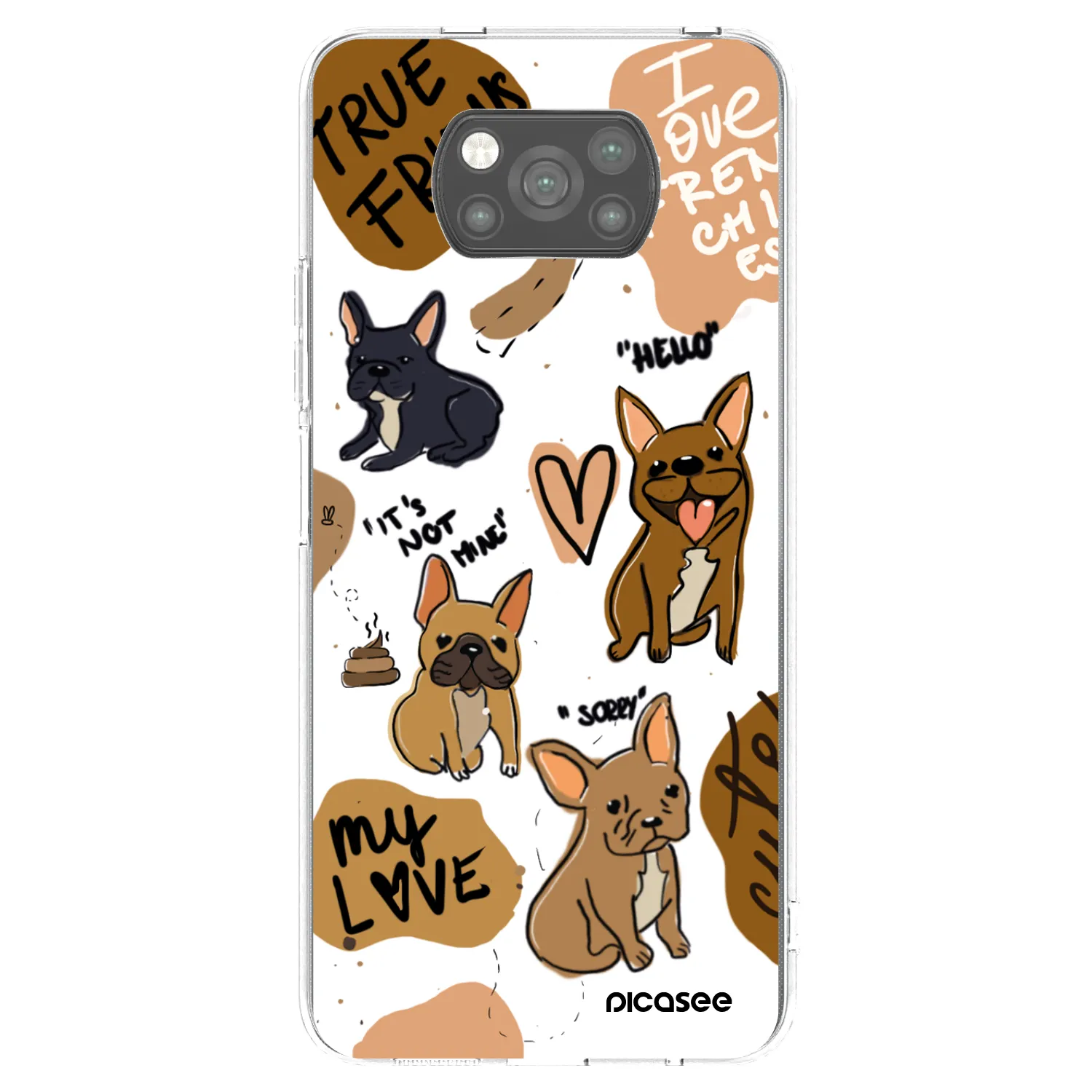 Picasee silikonowe czarne etui na Xiaomi Poco X3 - Frenchies