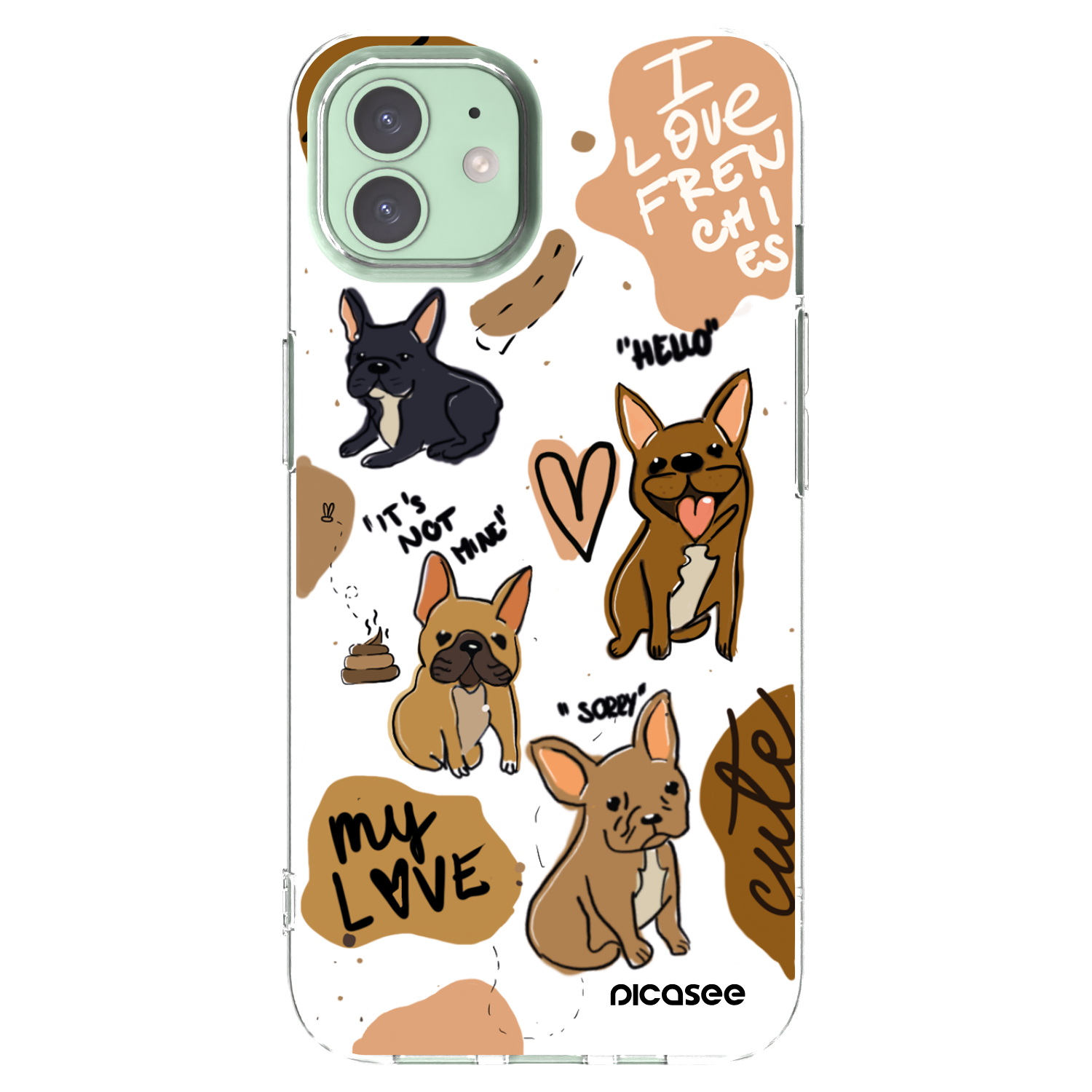 Picasee silikonowe przeźroczyste etui na Apple iPhone 12 - Frenchies