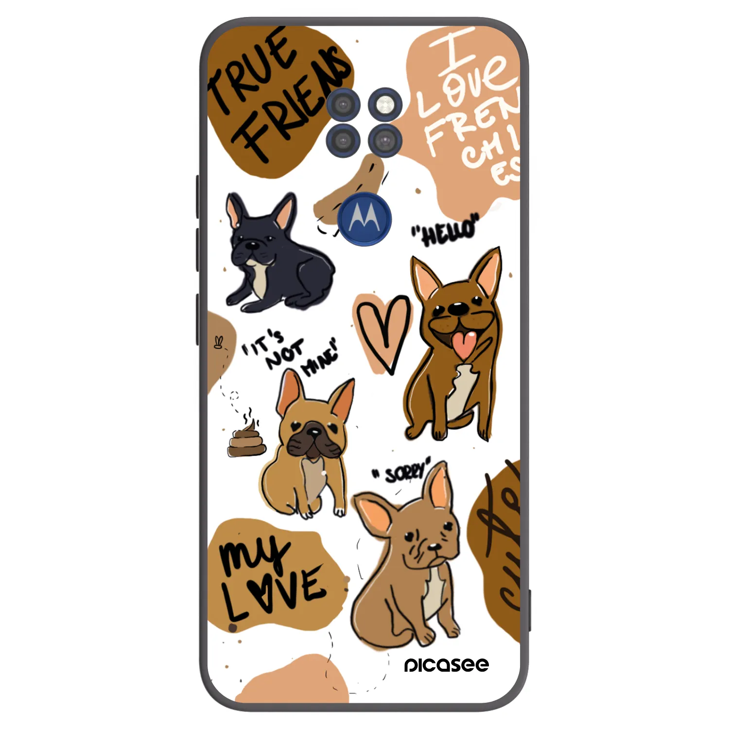 Picasee silikonowe czarne etui na Motorola Moto G9 Play - Frenchies