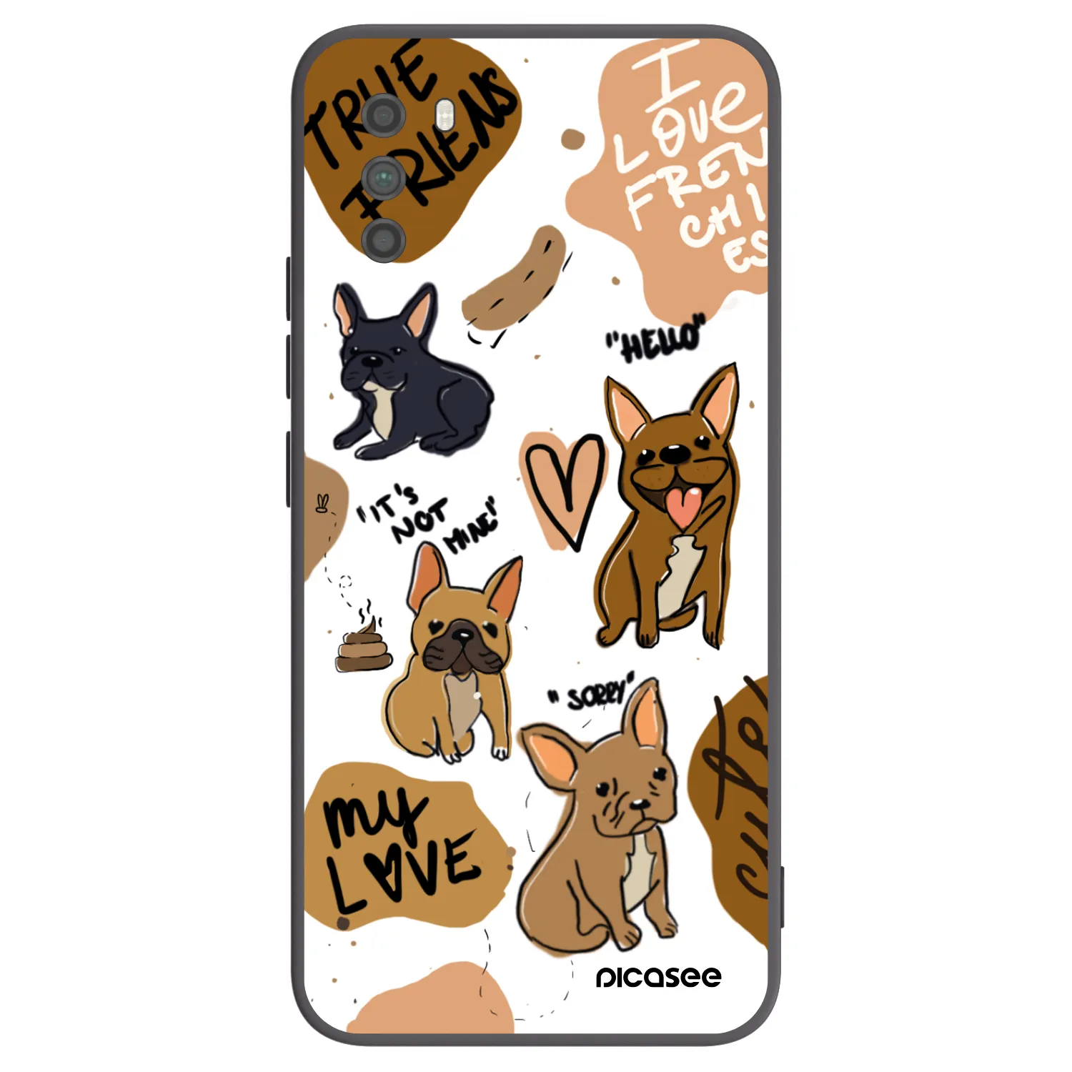 Picasee silikonowe czarne etui na Xiaomi Poco M3 - Frenchies
