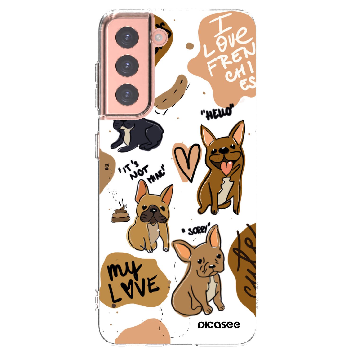 Picasee silikonowe przeźroczyste etui na Samsung Galaxy S21 5G G991B - Frenchies