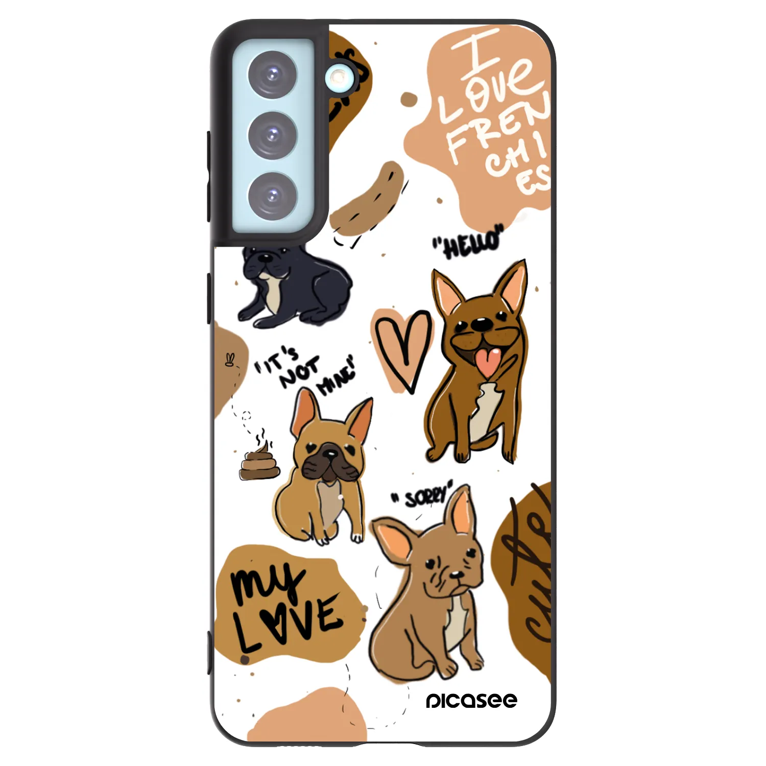 Picasee silikonowe czarne etui na Samsung Galaxy S21+ 5G G996F - Frenchies