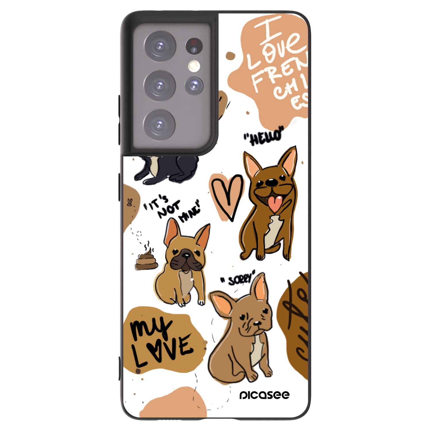 Picasee silikonowe czarne etui na Samsung Galaxy S21 Ultra 5G G998B - Frenchies