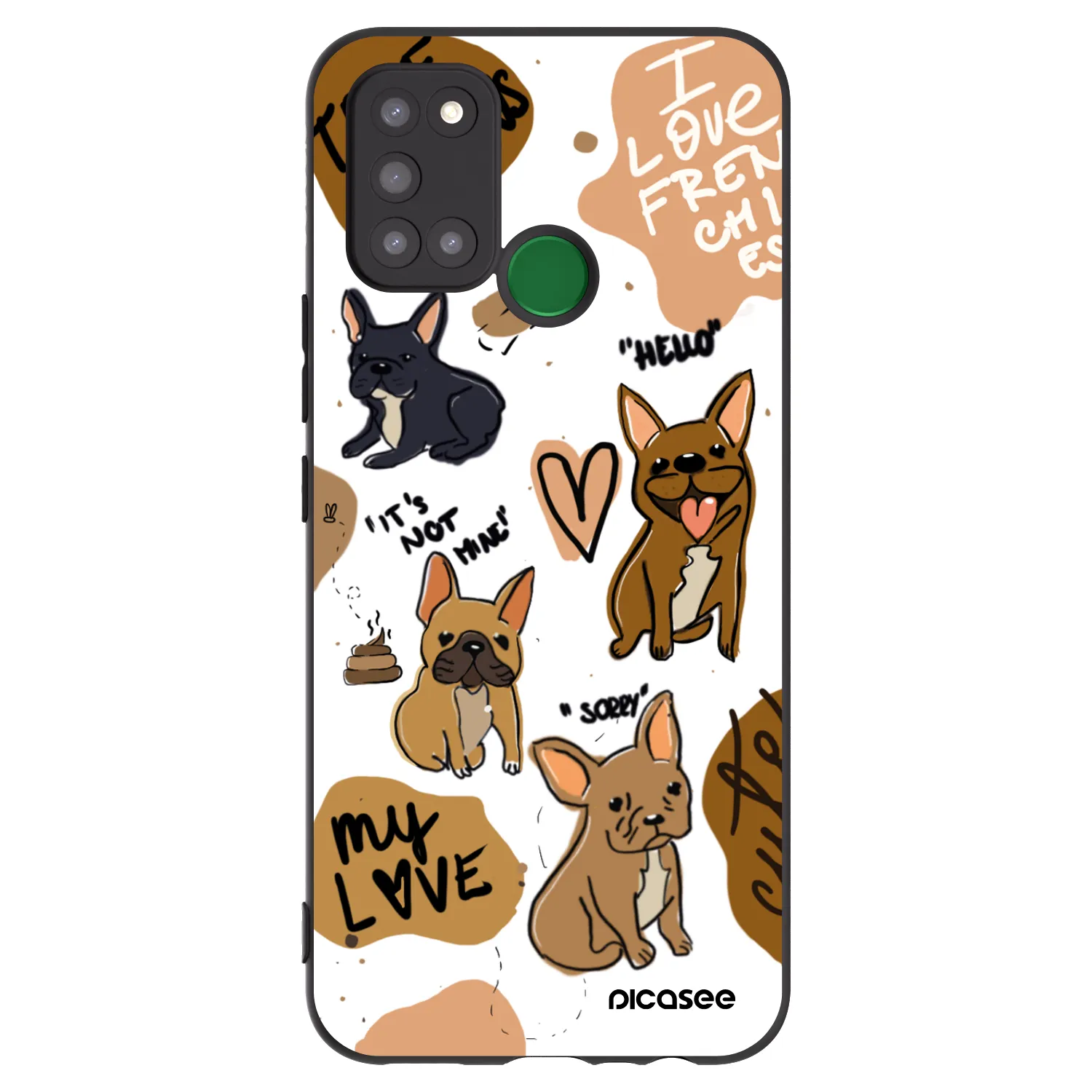 Picasee silikonowe czarne etui na Realme 7i - Frenchies